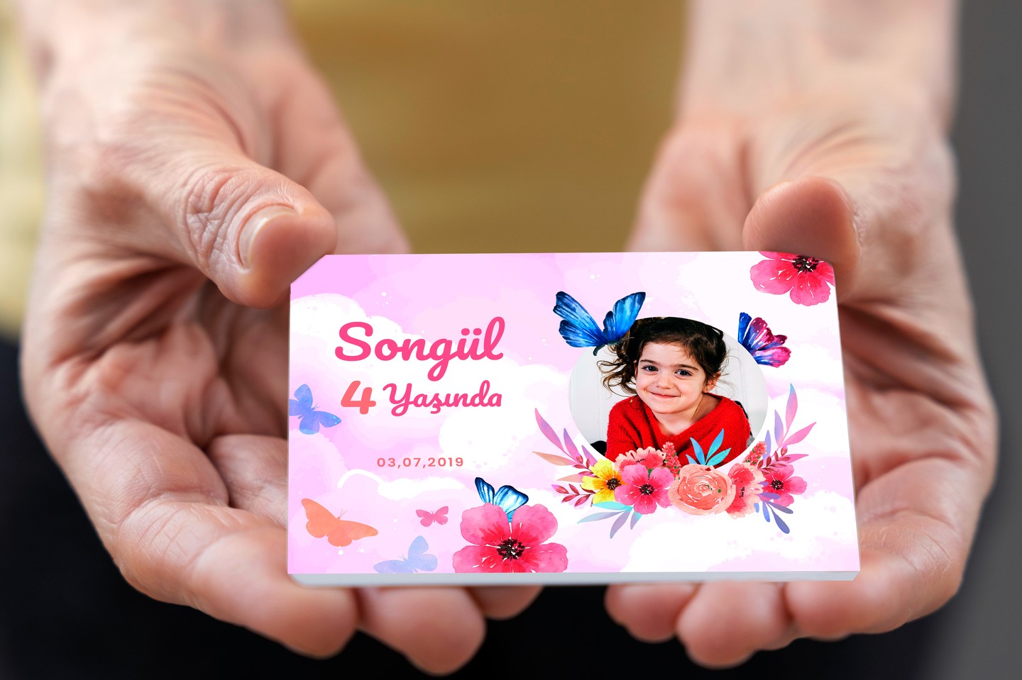 DOĞUM GÜNÜ ÇİÇEK VE KELEBEK TEMALI KALIN MAGNET