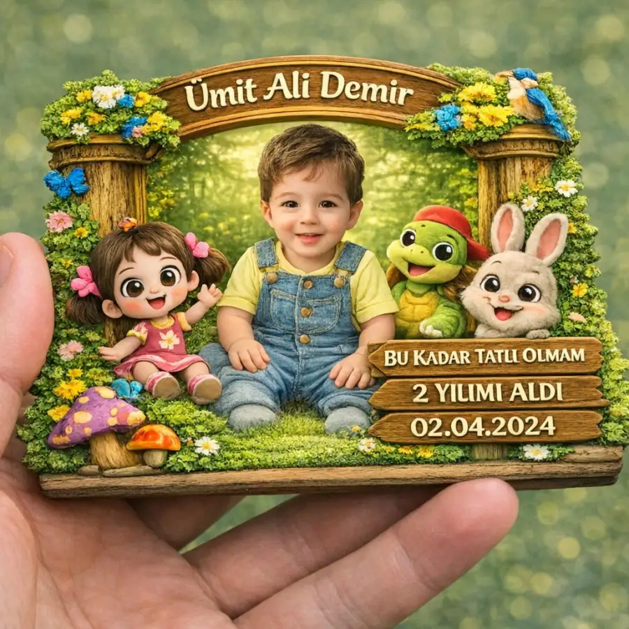 Özel Niloya Ahşap Magnet | 2 Yaş Hatırası
