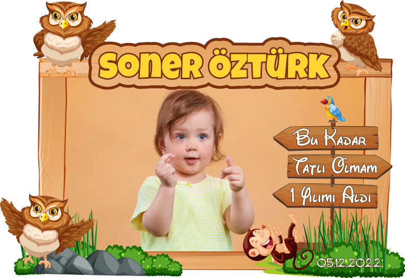BAYKUŞ TEMALI DOĞUM GÜNÜ AHŞAP MAGNETİ