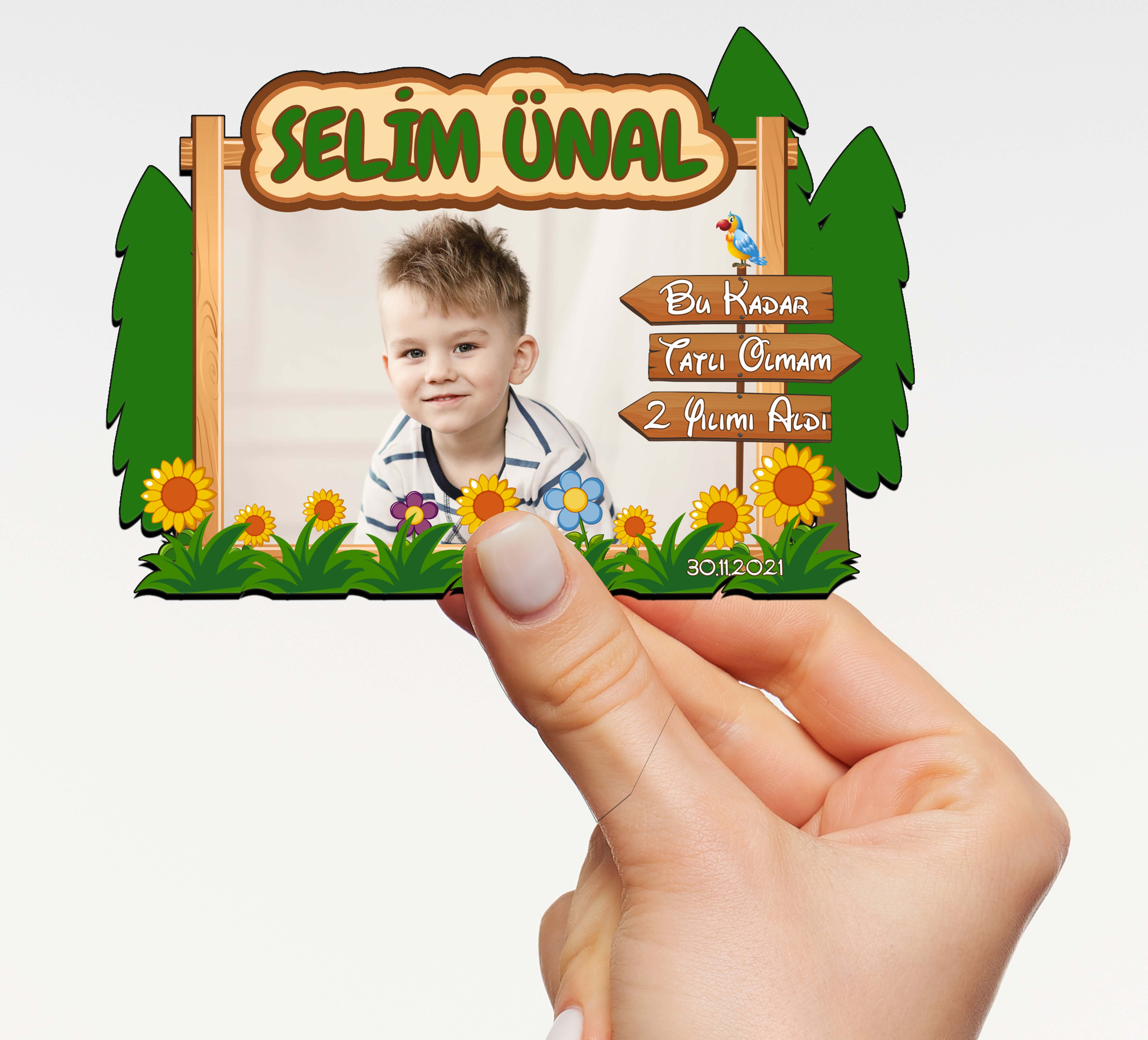 AYÇİÇEĞİ TEMALI DOĞUM GÜNÜ AHŞAP MAGNETİ