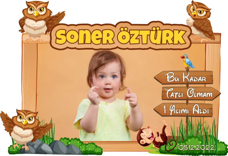BAYKUŞ TEMALI DOĞUM GÜNÜ AHŞAP MAGNETİ